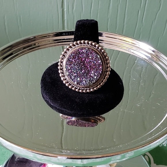 ⭐CLEARANCE⭐ Final Price drop!Round Multi colored druzy unique silver ring OOAK - Picture 4 of 8